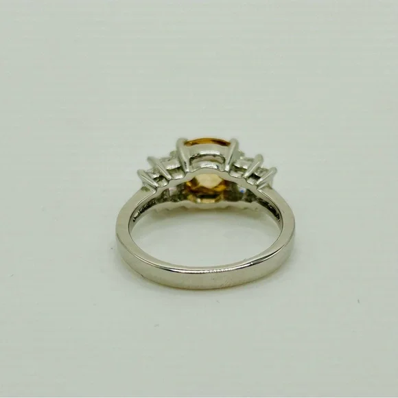 Champagne Cushion Cut Statement Ring | 3‑Stone Cocktail Ring | Size 7 - Picture 5 of 7
